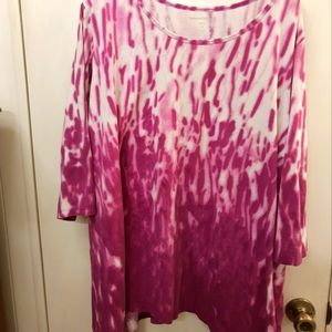 Woman Within Sharkbite Hem Tie-Dye Shirt